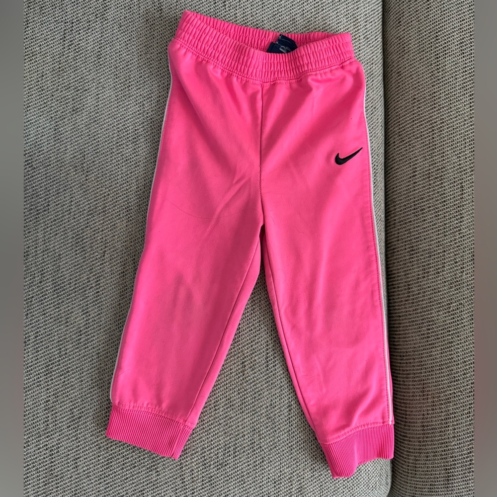 Nike Track Pants, Soft Tricot, Hot Pink & White, Ribbed Cuffs Fall - Size 24M